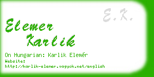 elemer karlik business card